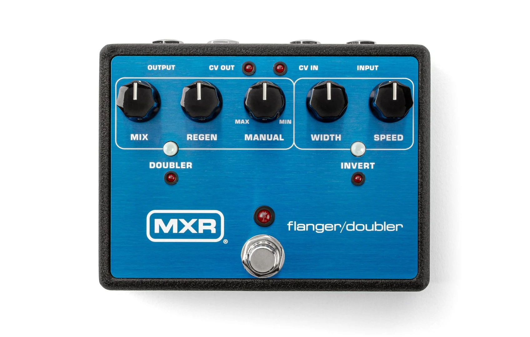 Front view of the MXR Flanger/Doubler M226R guitar effects pedal on a white background
